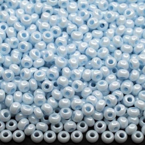 10/0 16236 Tschechische Glas-Rocailles Rocailles Hellblaue Kreide - Perle, 900 Stück, 10 g von Generic