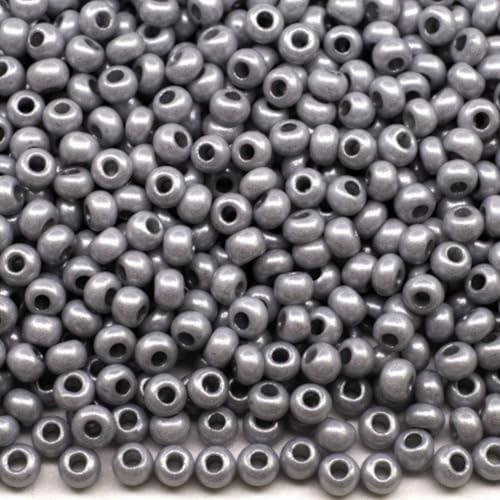 10/0 16742 Tschechische Glasperlen Rocailles Graue Kreide - Perle Verpackung 4500 Stück Gewicht 50 Gramm Perlengröße 2,3 mm Zum Perlensticken und Herstellen von Schmuck von Generic