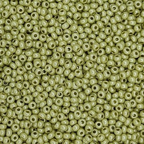 10/0 16786 Tschechische Glasperlen Rocailles Olivenkreide - Perle, Verpackung 2250 Stück, Gewicht 25 g, Perlengröße 2,3 mm, für Perlenstickerei, Schmuckherstellung von Generic