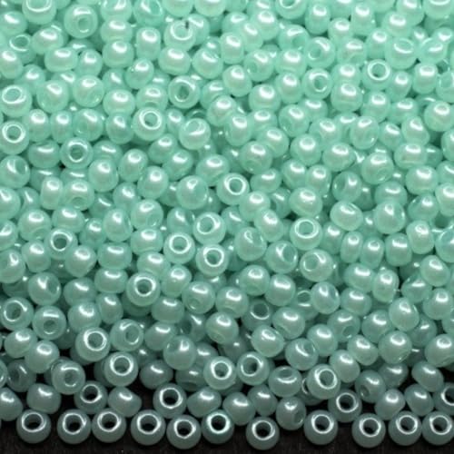 10/0 17258 Tschechische Glasperlen Rocailles Türkis Alabaster - Perle Verpackung 2250 Stück Gewicht 25 Gramm Perlen Größe 2,3 mm Zum Perlensticken und Herstellen von Schmuck von Generic