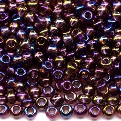 10/0 21060 Tschechische Glasperlen Rocailles Lila - Transparent Regenbogen Verpackung 4500 Stück Gewicht 50 Gramm Perlen Größe 2,3 mm Zum Perlensticken und Herstellen von Schmuck von Generic