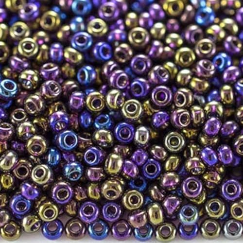 10/0 21080 Tschechische Glasperlen Rocailles Lila - Transparent Regenbogen Verpackung 4500 Stück Gewicht 50 Gramm Perlen Größe 2,3 mm Zum Perlensticken und Herstellen von Schmuck von Generic