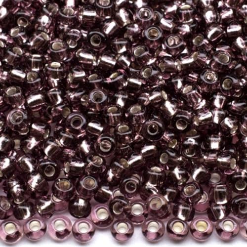 10/0 27010 Tschechische Glas-Rocailles Rocailles Silber liniert Transparent Lila Verpackung 2250 Stück Gewicht 25 Gramm Perlen Größe 2,3 mm Zum Perlensticken und Herstellen von Schmuck 10/0 27010 Tschechische Glas-Rocailles Rocailles Silber liniert Transparent Lila Verpackung 2250 Stück Gewicht 25 Gramm Perlen Größe 2,3 mm Zum Perlensticken und Herstellen von Schmuck von Generic