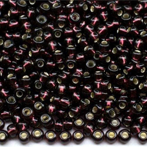 10/0 27080 Tschechische Glas-Rocailles Rocailles Silber liniert Transparent Lila Verpackung 900 Stück Gewicht 10 Gramm Perlen Größe 2,3 mm Zum Perlensticken und Herstellen von Schmuck von Generic