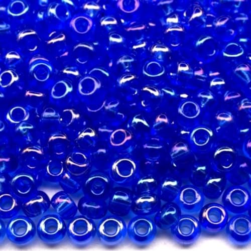 10/0 31050 Tschechische Glasperlen Rocailles Blau - Transparent Regenbogen Verpackung 900 Stück Gewicht 10 Gramm Perlen Größe 2,3 mm Zum Perlensticken und Herstellen von Schmuck von Generic