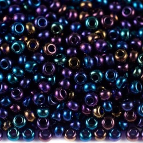 10/0 31110 Tschechische Glasperlen Rocailles Blau - Transparent Regenbogen Verpackung 2250 Stück Gewicht 25 Gramm Perlen Größe 2,3 mm Zum Perlensticken und Herstellen von Schmuck von Generic