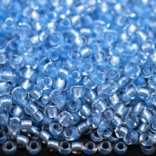 10/0 38236 Tschechische Glasperlen Rocailles Crystal Blue - Pearl Lined, Verpackung 4500 Stück, Gewicht 50 g, Perlengröße 2,3 mm, für Perlenstickerei, Schmuckherstellung von Generic
