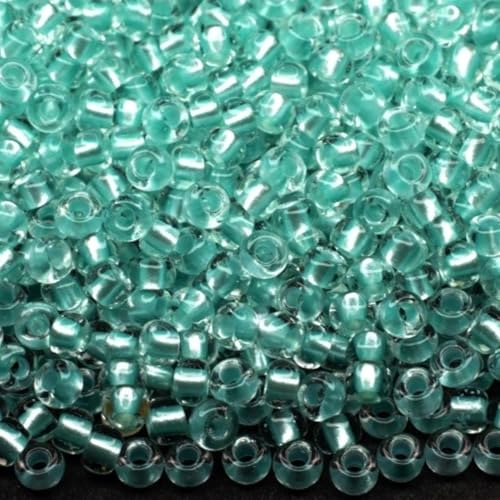 10/0 38258 Tschechische Glasperlen, Rocailles, Kristallgrün – mit Perlen gefüttert, Verpackung 900 Stück, Gewicht 10 g, Perlengröße 2,3 mm, für Perlenstickerei, Schmuckherstellung von Generic