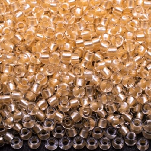 10/0 38292 Tschechische Glasperlen Rocailles Crystal Orange - Pearl Lined, Verpackung 2250 Stück, Gewicht 25 g, Perlengröße 2,3 mm, für Perlenstickerei, Schmuckherstellung von Generic