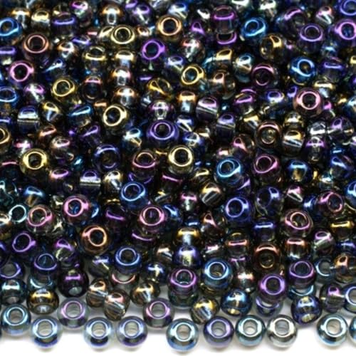 10/0 41010 Tschechische Glasperlen Rocailles Grau Schwarz - Transparent Regenbogen Verpackung 2250 Stück Gewicht 25 Gramm Perlen Größe 2,3 mm Zum Perlensticken und Herstellen von Schmuck von Generic