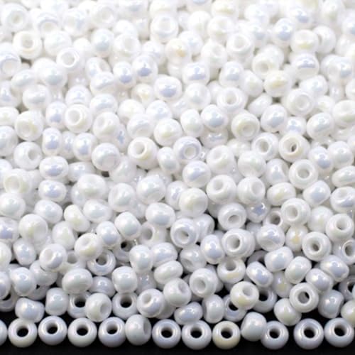 10/0 46205 Tschechische Glasperlen, Rocailles, blickdicht, Regenbogenweiß, Verpackung 2250 Stück, Gewicht 25 g, Perlengröße 2,3 mm, für Perlenstickerei, Schmuckherstellung von Generic