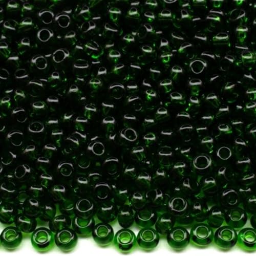 10/0 50060 Tschechische Glasperlen, Rocailles, transparent, grün, Verpackung 900 Stück, Gewicht 10 g, Perlengröße 2,3 mm, für Perlenstickerei, Schmuckherstellung von Generic