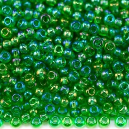 10/0 51100 Tschechische Glasperlen Rocailles Grün - Transparent Regenbogen Verpackung 2250 Stück Gewicht 25 Gramm Perlen Größe 2,3 mm Zum Perlensticken und Herstellen von Schmuck von Generic