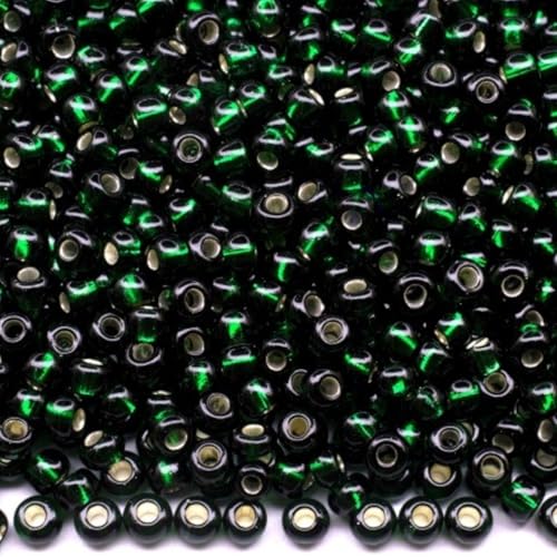 10/0 57150 Tschechische Glas-Rocailles Rocailles Silber liniert Transparent Grün Verpackung 4500 Stück Gewicht 50 Gramm Perlengröße 2,3 mm Zum Perlensticken und Herstellen von Schmuck 10/0 57150 Tschechische Glas-Rocailles Rocailles Silber liniert Transparent Grün Verpackung 4500 Stück Gewicht 50 Gramm Perlengröße 2,3 mm Zum Perlensticken und Herstellen von Schmuck von Generic