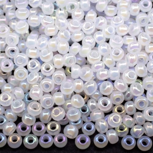 10/0 57205 Tschechische Glasperlen, Rocailles, blickdicht, Regenbogenweiß, Verpackung 2250 Stück, Gewicht 25 g, Perlengröße 2,3 mm, für Perlenstickerei, Schmuckherstellung von Generic