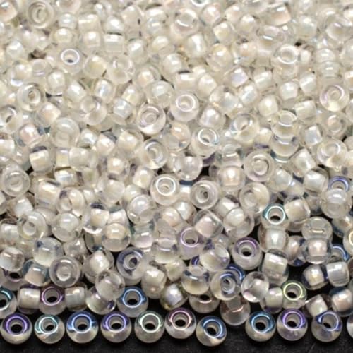 10/0 58502 Tschechische Glas-Rocailles Rocailles, Kristall, farbig liniert, Kreide weiß, Regenbogen, Verpackung 900 Stück, Gewicht 10 g, Perlengröße 2,3 mm, für Perlenstickerei, Schmuckherstellung 10/0 58502 Tschechische Glas-Rocailles Rocailles, Kristall, farbig liniert, Kreide weiß, Regenbogen, Verpackung 900 Stück, Gewicht 10 g, Perlengröße 2,3 mm, für Perlenstickerei, Schmuckherstellung von Generic