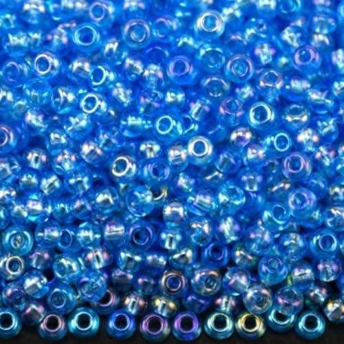 10/0 61010 Tschechische Glasperlen Rocailles Hellblau - Transparent Regenbogen Verpackung 2250 Stück Gewicht 25 Gramm Perlen Größe 2,3 mm Zum Perlensticken und Herstellen von Schmuck von Generic