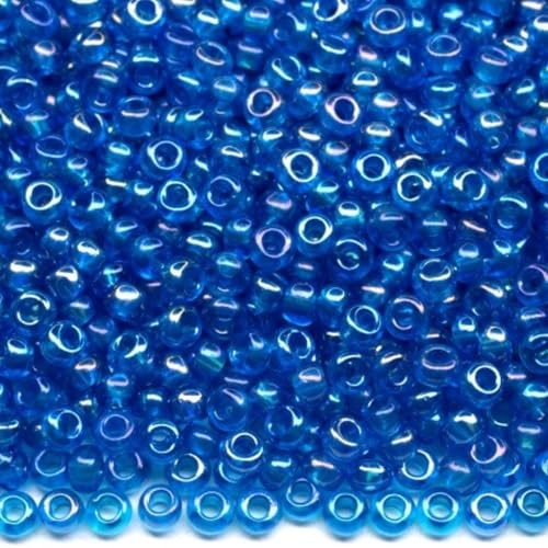 10/0 61030 Tschechische Glasperlen Rocailles Hellblau - Transparent Regenbogen Verpackung 4500 Stück Gewicht 50 Gramm Perlen Größe 2,3 mm Zum Perlensticken und Herstellen von Schmuck von Generic