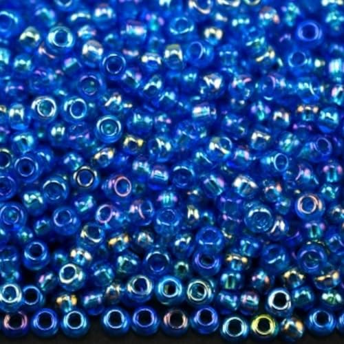 10/0 61150 Tschechische Glasperlen Rocailles Blau - Transparent Regenbogen Verpackung 4500 Stück Gewicht 50 Gramm Perlen Größe 2,3 mm Zum Perlensticken und Herstellen von Schmuck von Generic