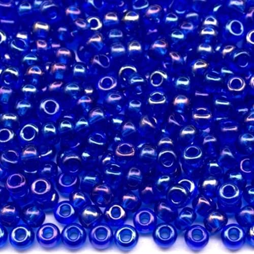 10/0 61300 Tschechische Glasperlen Rocailles Blau - Transparent Regenbogen Verpackung 900 Stück Gewicht 10 Gramm Perlen Größe 2,3 mm Zum Perlensticken und Herstellen von Schmuck von Generic