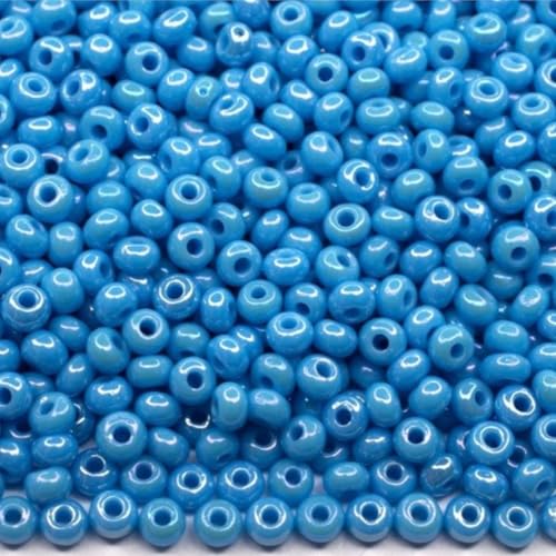 10/0 64020 Tschechische Glasperlen, Rocailles, blickdicht, regenbogenfarben, hellblau, 2250 Stück, 25 g von Generic