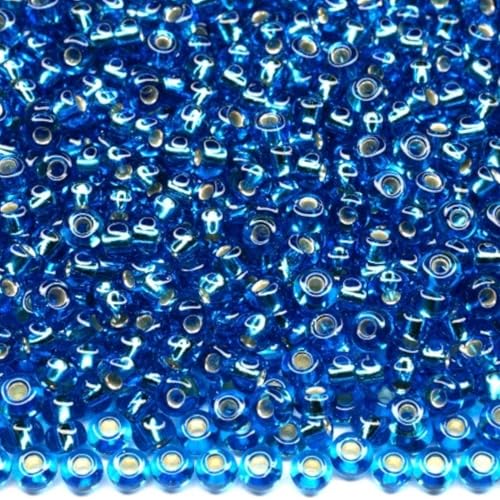 10/0 67150 Tschechische Glasperlen, Rocailles, silberfarben, transparent, blau, Verpackung 4500 Stück, Gewicht 50 g, Perlengröße 2,3 mm, für Perlenstickerei, Schmuckherstellung 10/0 67150 Tschechische Glasperlen, Rocailles, silberfarben, transparent, blau, Verpackung 4500 Stück, Gewicht 50 g, Perlengröße 2,3 mm, für Perlenstickerei, Schmuckherstellung von Generic