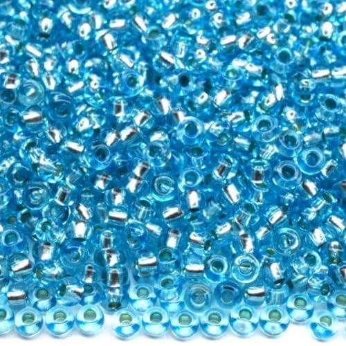 10/0 78134 Tschechische Glas-Rocailles Rocailles Blau 2 gefärbte Kristalle, Silber liniert 900 Stück, 10 g von Generic