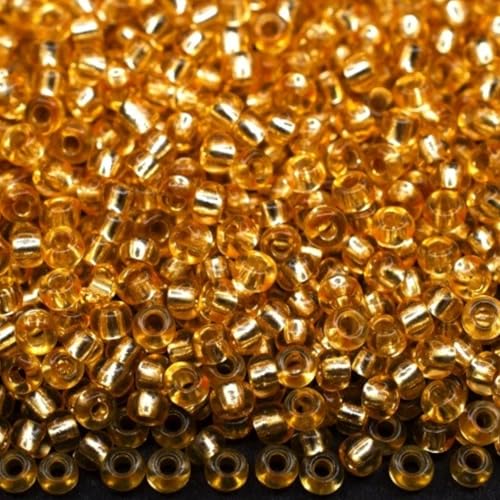 10/0 78182 Tschechische Glas-Rocailles Rocailles Gelb 2 gefärbte Kristalle, Silber liniert 900 Stück, 10 g von Generic