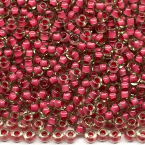 10/0 80698 Tschechische Glas-Rocailles Rocailles Grün gefärbter Kristall, Farbe gefüttert Rot Verpackung 4500 Stück Gewicht 50 Gramm Perlen Größe 2,3 mm Zum Perlensticken und Herstellen von Schmuck 10/0 80698 Tschechische Glas-Rocailles Rocailles Grün gefärbter Kristall, Farbe gefüttert Rot Verpackung 4500 Stück Gewicht 50 Gramm Perlen Größe 2,3 mm Zum Perlensticken und Herstellen von Schmuck von Generic