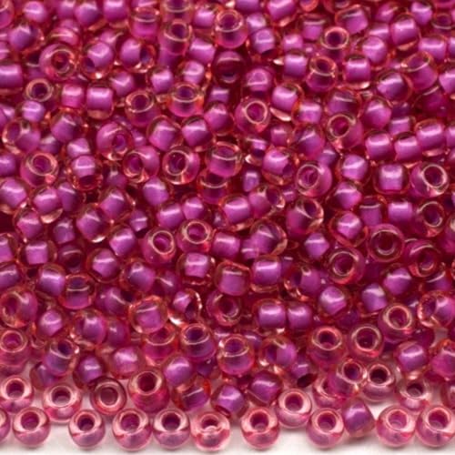 10/0 80928 Tschechische Glasperlen Rocailles Rocailles Rot gefärbter Kristall, Farbe liniert violett Verpackung 4500 Stück Gewicht 50 Gramm Perlen Größe 2,3 mm Zum Perlensticken und Herstellen von von Generic