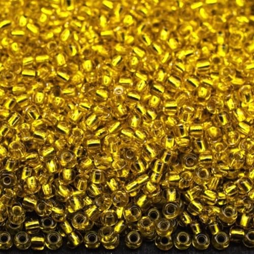 10/0 87010 Tschechische Glas-Rocailles Rocailles Silber liniert Transparent Gelb Verpackung 4500 Stück Gewicht 50 Gramm Perlen Größe 2,3 mm Zum Perlensticken und Herstellen von Schmuck von Generic
