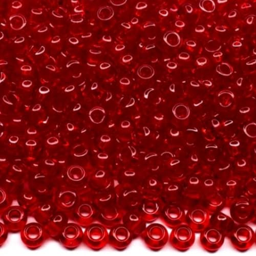 10/0 90070 Tschechische Glasperlen, Rocailles, transparent, rot, Verpackung 4500 Stück, Gewicht 50 g, Perlengröße 2,3 mm, für Perlenstickerei, Schmuckherstellung von Generic