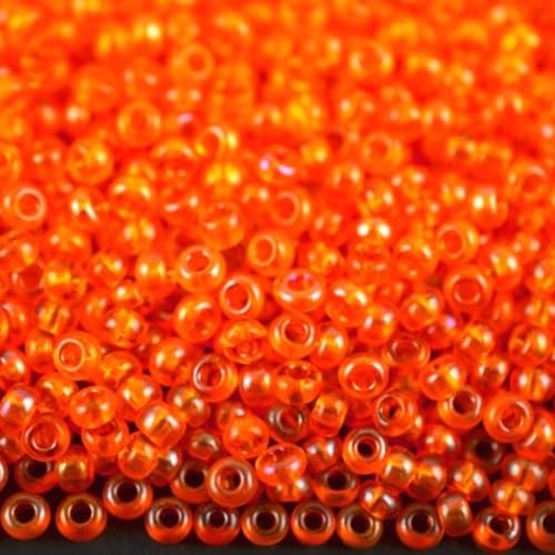 10/0 91000 tschechische Glasperlen Rocailles Orange - Transparent Regenbogen Verpackung 4500 Stück Gewicht 50 Gramm Perlen Größe 2,3 mm Zum Perlensticken und Herstellen von Schmuck von Generic