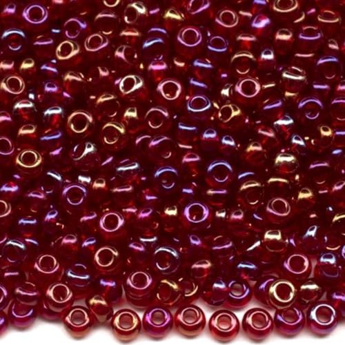 10/0 91090 Tschechische Glasperlen Rocailles Rot - Transparent Regenbogen Verpackung 900 Stück Gewicht 10 Gramm Perlen Größe 2,3 mm Zum Perlensticken und Herstellen von Schmuck von Generic