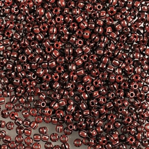 10/0 93050 Tschechische Glas-Rocailles Rocailles Schwarz und Kreideweiß Streifen auf Rot Verpackung 900 Stück Gewicht 10 Gramm Perlen Größe 2,3 mm Zum Perlensticken und Herstellen von Schmuck 10/0 93050 Tschechische Glas-Rocailles Rocailles Schwarz und Kreideweiß Streifen auf Rot Verpackung 900 Stück Gewicht 10 Gramm Perlen Größe 2,3 mm Zum Perlensticken und Herstellen von Schmuck von Generic