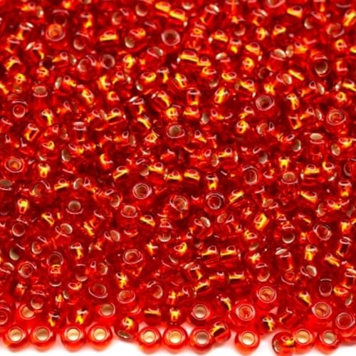 10/0 97050 Tschechische Glas-Rocailles Rocailles Silber liniert Transparent Orange Verpackung 900 Stück Gewicht 10 Gramm Perlen Größe 2,3 mm Zum Perlensticken und Herstellen von Schmuck 10/0 97050 Tschechische Glas-Rocailles Rocailles Silber liniert Transparent Orange Verpackung 900 Stück Gewicht 10 Gramm Perlen Größe 2,3 mm Zum Perlensticken und Herstellen von Schmuck von Generic