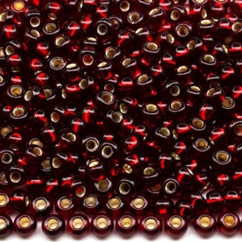 10/0 97120 Tschechische Glas-Rocailles Rocailles Silber liniert Transparent Rot Verpackung 4500 Stück Gewicht 50 Gramm Perlengröße 2,3 mm Zum Perlensticken und Herstellen von Schmuck 10/0 97120 Tschechische Glas-Rocailles Rocailles Silber liniert Transparent Rot Verpackung 4500 Stück Gewicht 50 Gramm Perlengröße 2,3 mm Zum Perlensticken und Herstellen von Schmuck von Generic