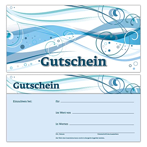 10 Gutscheine Gutscheinkarten Geschenkgutscheine – edel neutral Blautöne von Generic