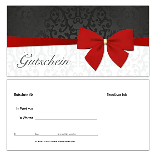 10 Gutscheine Gutscheinkarten Geschenkgutscheine – edel neutral Schleife Rot von Generic