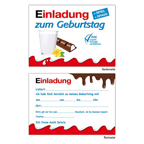 10 Lustige Einladungskarten Kindergeburtstag Einladungen Geburtstag Jungen Mädchen Kinder Schokolade Einladungen Karten Feier Party witzig cool von Generic