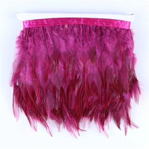 10 Meter/Lot Sattel Fasanenfedern Besatz Fransen Weiß Hahnenfeder für Kleidung Band Nähen Besätze Dekor Deep Burgundy von Generic