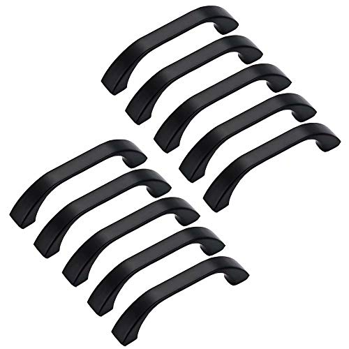 10 STÜCKE Schwarzer Schranktürgriff Edelstahl Runde Türgriffe für Schrank Schubladengriffe Möbelbeschläge (Lochabstand 64 mm) von Generic