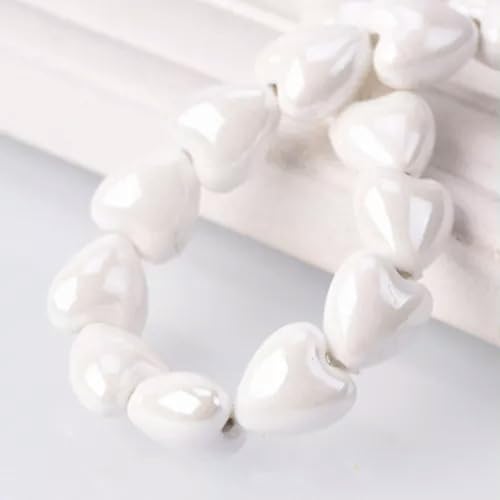 10 Stück 10 mm/12 mm Herz-Perlen aus Keramik und Porzellan zur Schmuckherstellung-12 mm-Weiß 10 Stück 10 mm/12 mm Herz-Perlen aus Keramik und Porzellan zur Schmuckherstellung-12 mm-Weiß von Generic