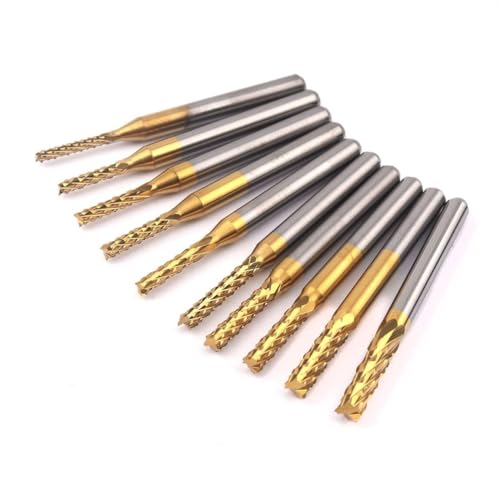 10 Stück CNC Schaftfräser, 1/8", Fräs- Und Gravurwerkzeug, Titanium-Beschichtung, Schneiddurchmesser 1,5-3,175 Mm(10 pcs 0.8-3.0MM) von Generic