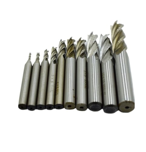 10 Stück HSS CNC Schaftfräser Bohrer Für Holz, Aluminium, Stahl, Titan, Gerade, (1,5 Mm-6 Mm), (2 Mm-10 Mm), (1,5 Mm-10 Mm), (2 Mm-12 Mm)​(10 pcs (2mm-12mm)) von Generic