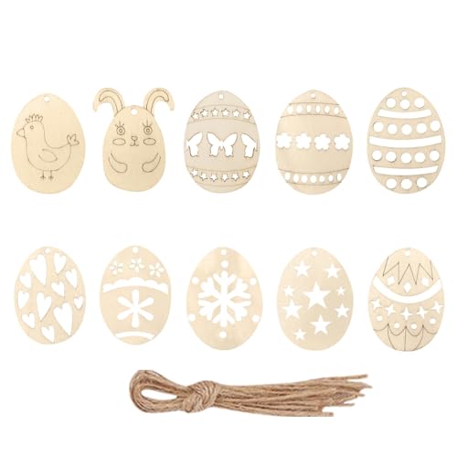 10 Stück Ostereier Osteranhänger Holzei zum Bemalen aufhängen Osteranhänger für Baum rustikale Feiertags Baumhaus Frühlingsbaumdekoration Easter Decoration Oster Deko Innen Geschenk zu Ostern Partner 10 Stück Ostereier Osteranhänger Holzei zum Bemalen aufhängen Osteranhänger für Baum rustikale Feiertags Baumhaus Frühlingsbaumdekoration Easter Decoration Oster Deko Innen Geschenk zu Ostern Partner von Generic