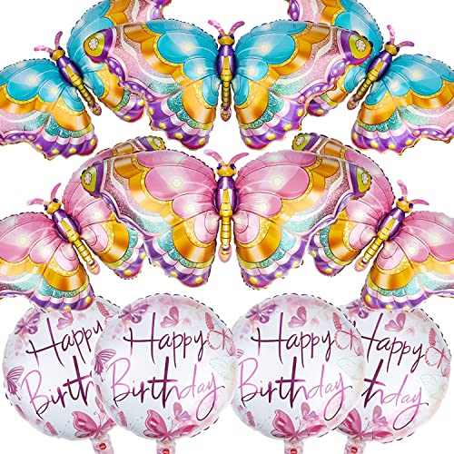 10 Stück Schmetterling Folienballons, großer Schmetterling Fee Ballons, Schmetterlingsthema, Partyzubehör für Frauen, Mädchen, Kinder, Geburtstagsdeko (Rosa) von My Pet Elephant