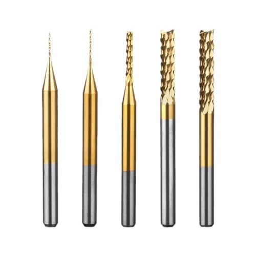 10 Stück Titan-beschichtetes Fräser-Set, 1/8" Schaft, 1,6–3,175 Mm Mikrofräser Gravurfräser Für CNC-Rotationswerkzeuge(10 pcs 1.6MM-3.175MM) von Generic
