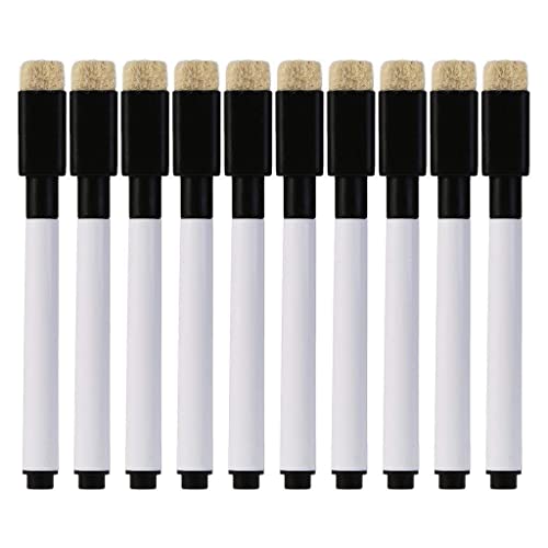 10 Stück Whiteboard Stift Schwarz Löschbare Marker Stifte Büro Schule Schreibwaren Zubehör Mit Radiergummi Durable und Nützlich Nützlich und modisch von Generic