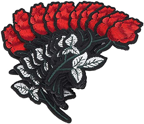 10 Stück bestickter Stoffaufnäher, rote Rose, Stoffaufkleber, Nähblumen, Applikation, DIY-Zubehör, zum Abdecken von Kleidungsfehlern 10 Stück bestickter Stoffaufnäher, rote Rose, Stoffaufkleber, Nähblumen, Applikation, DIY-Zubehör, zum Abdecken von Kleidungsfehlern von Generic